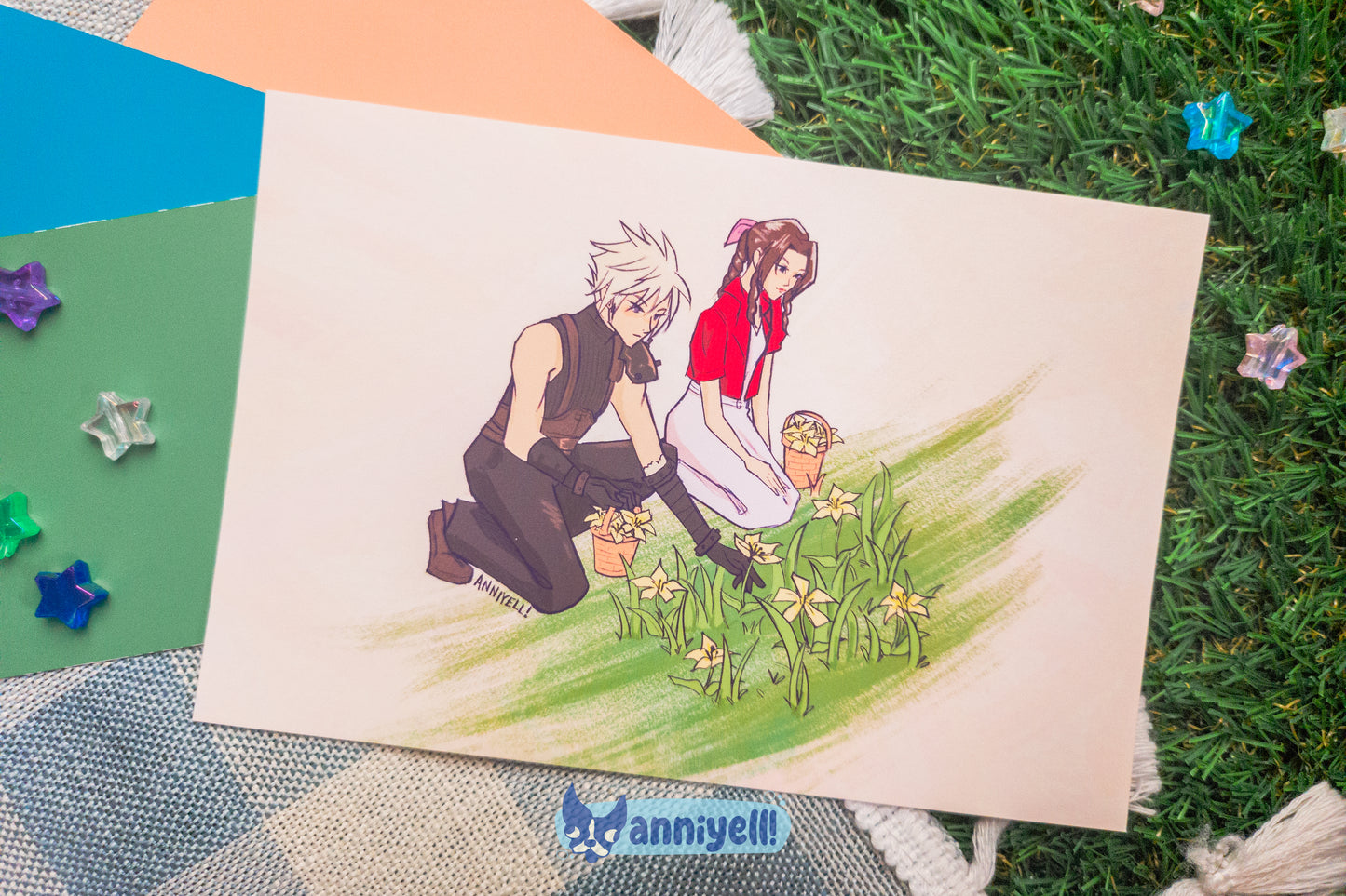 flower picking Postcard Mini Art Print