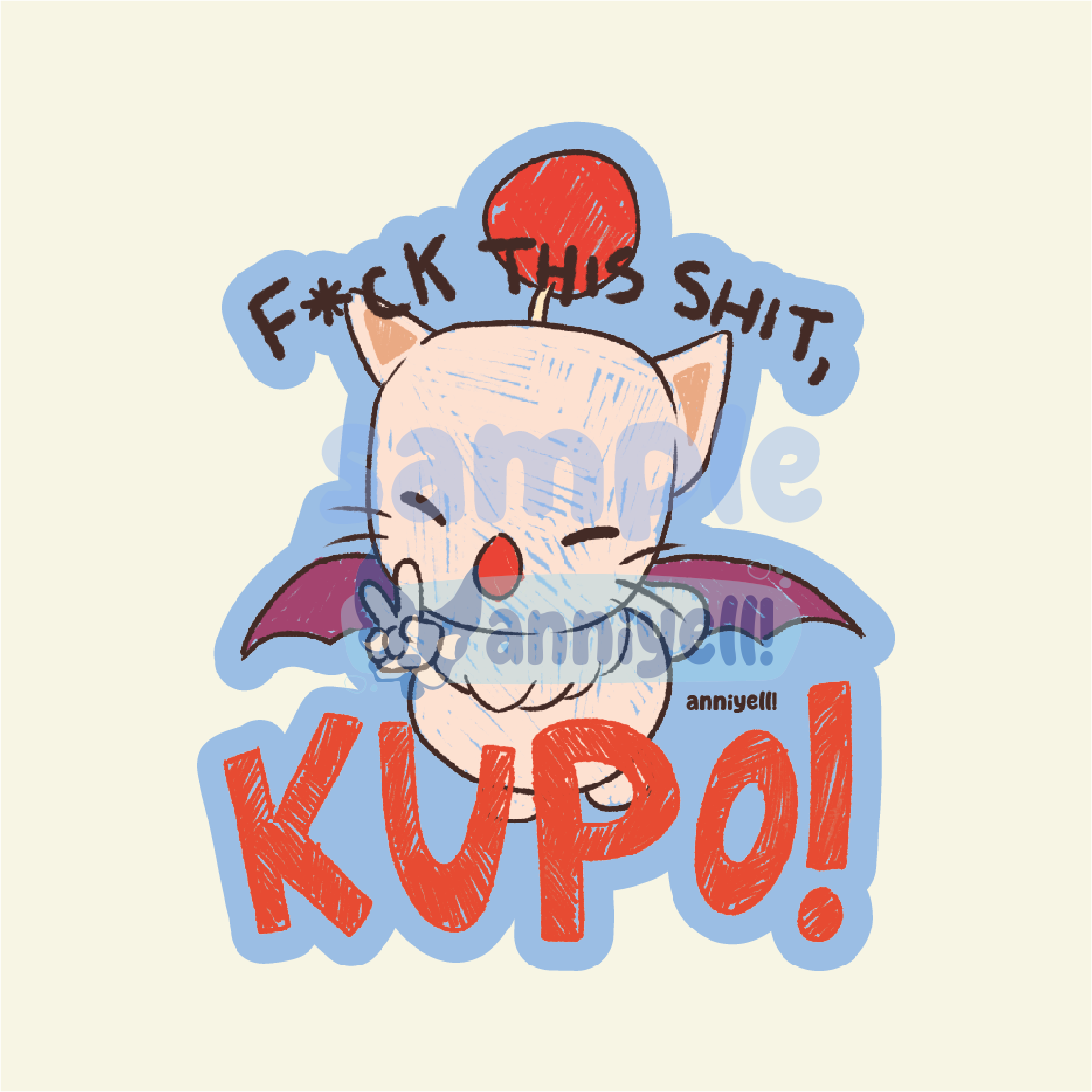 tired moogle Die-Cut Sticker