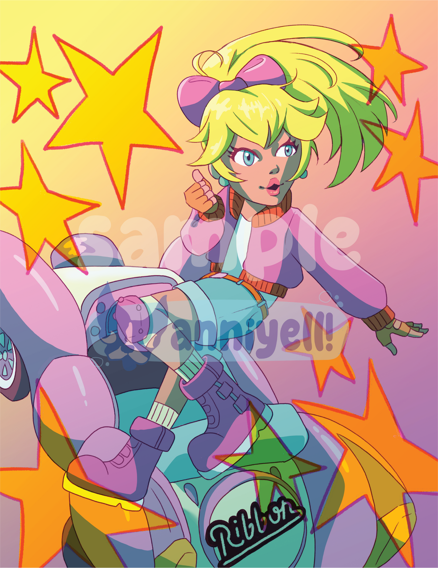 touring peach Riso Art Print