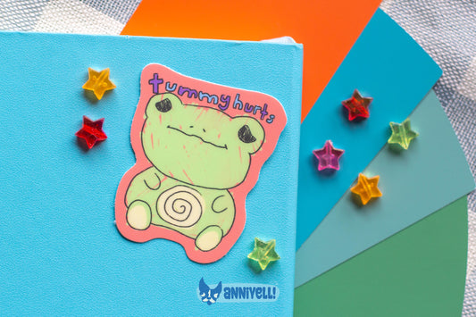 tummy hurts Die-Cut Sticker