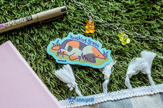 touching grass Die-Cut Sticker