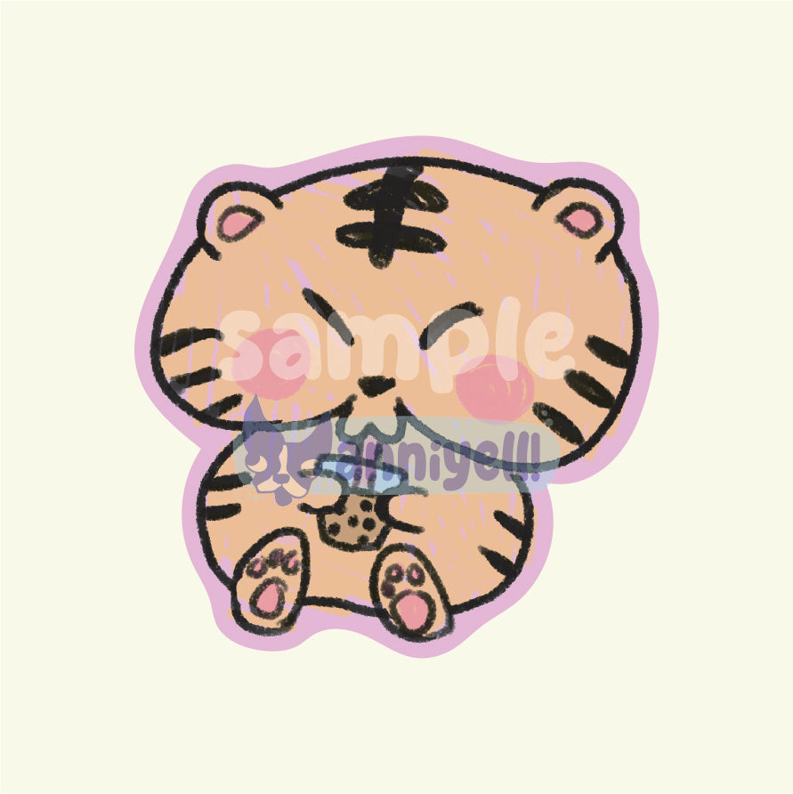 boba tiger Die-Cut Sticker