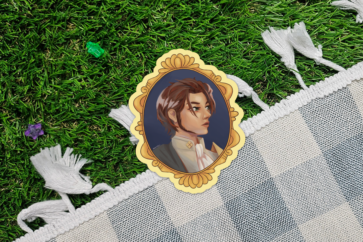 a portrait of duke riegan Die-Cut Sticker
