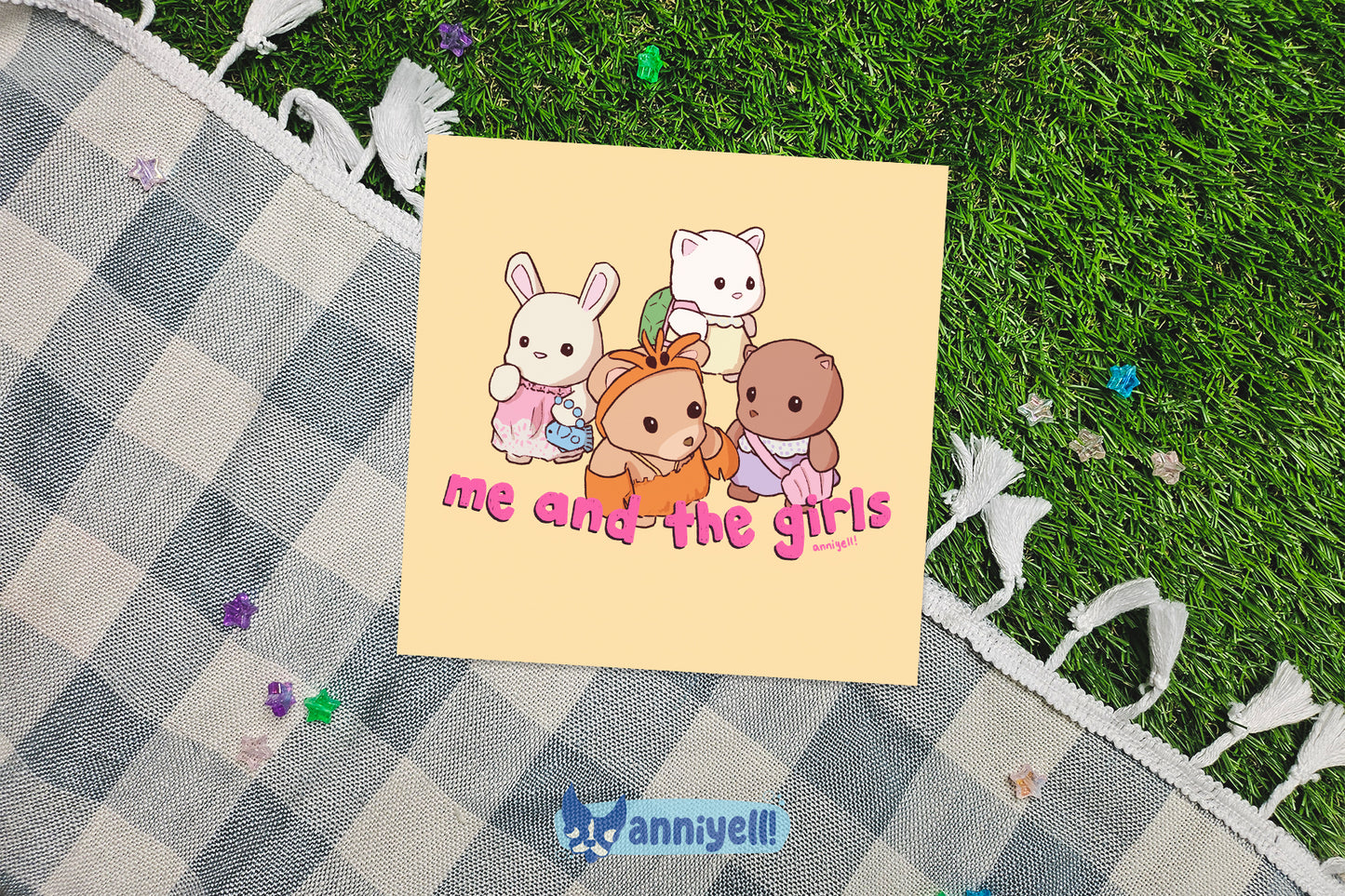 me and the girls Mini Art Print