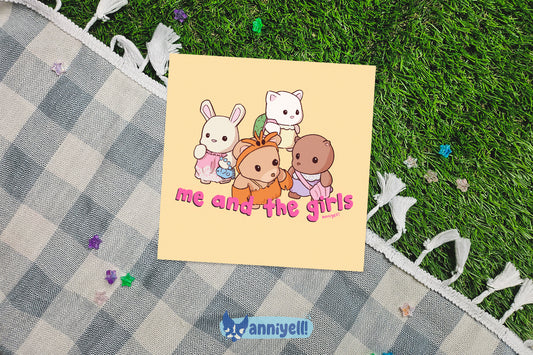 me and the girls Mini Art Print