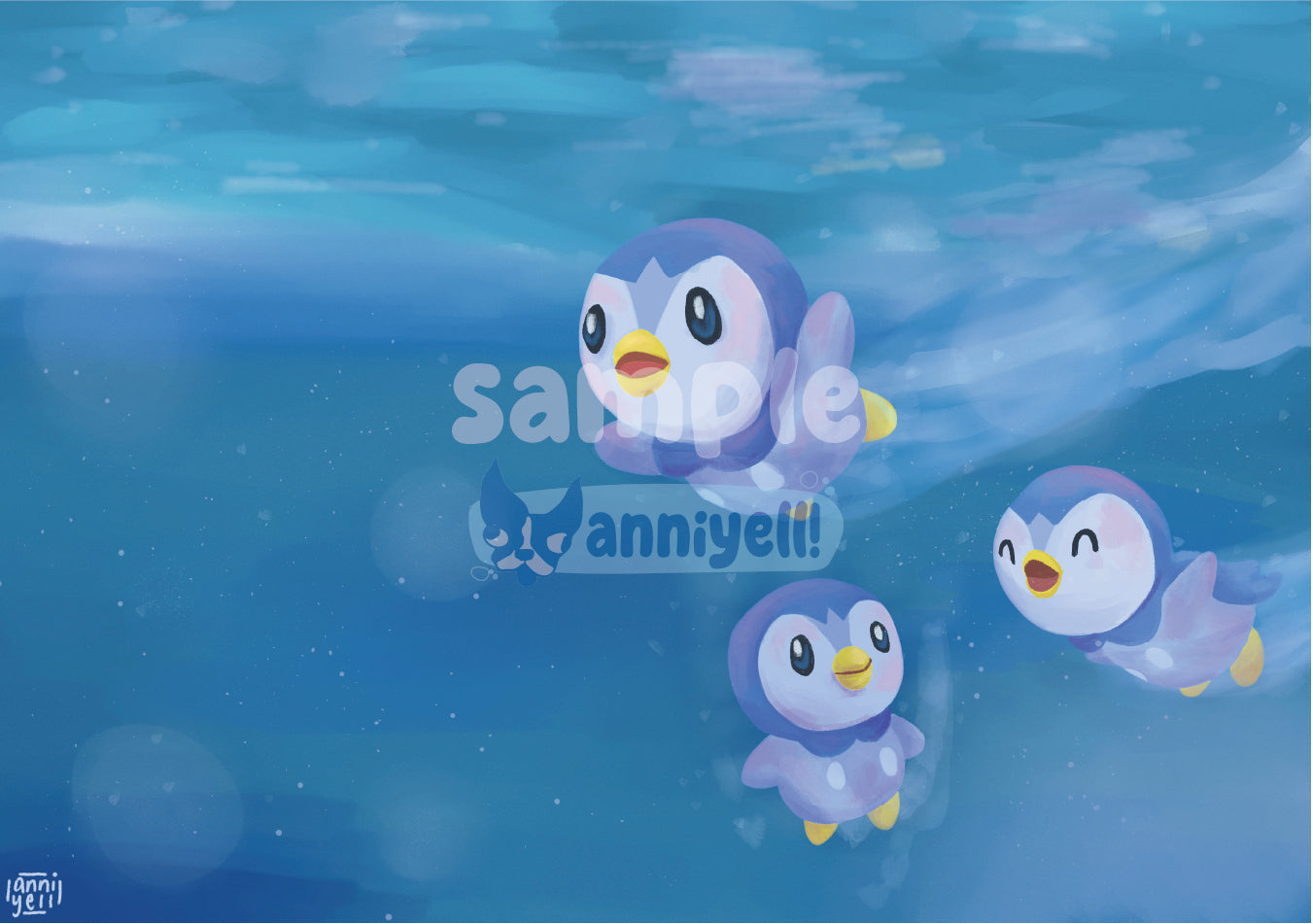 swimmin' penguins Art Print