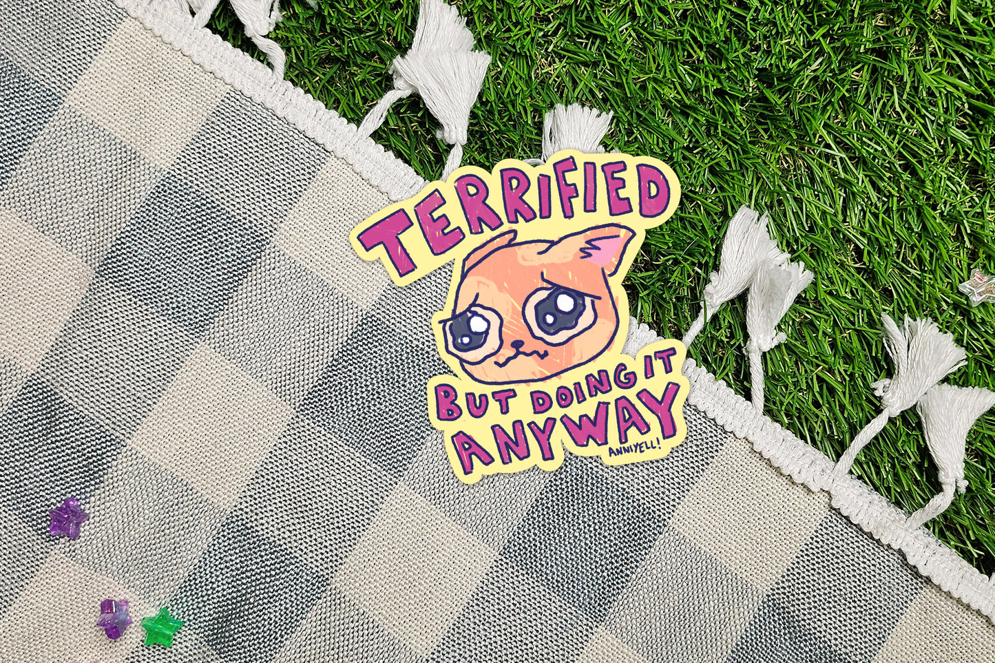 terrified but doing it anyway Die-Cut Sticker