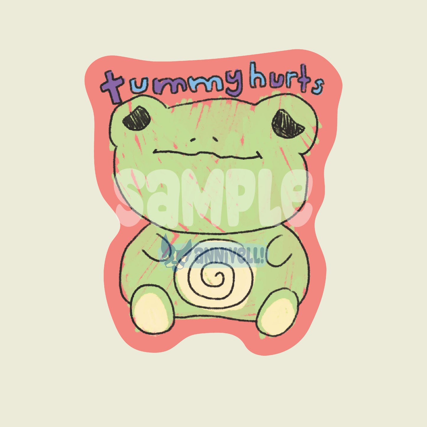 tummy hurts Die-Cut Sticker
