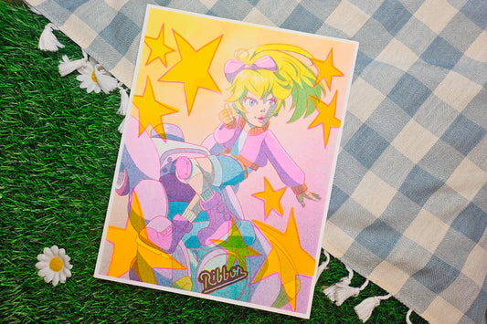 touring peach Riso Art Print