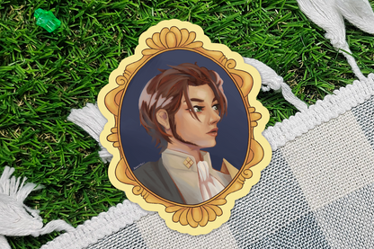 a portrait of duke riegan Die-Cut Sticker