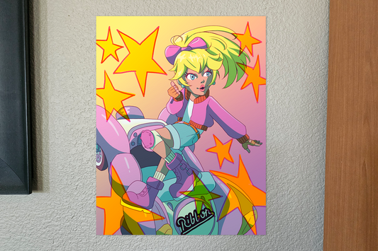 touring peach Riso Art Print