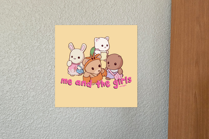 me and the girls Mini Art Print